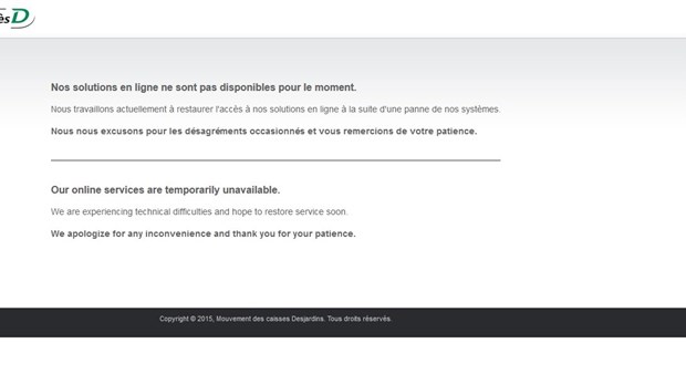 Le système Accès D de Desjardins en panne depuis ce matin