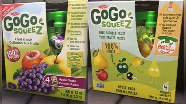 Rappel de compotes en gourde de marque GoGo squeeZ