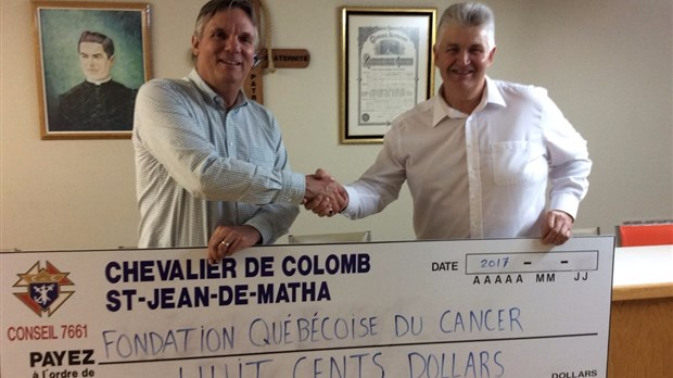 Les Chevaliers de Colomb de St-Jean-de-Matha appuient la Fondation québécoise du cancer