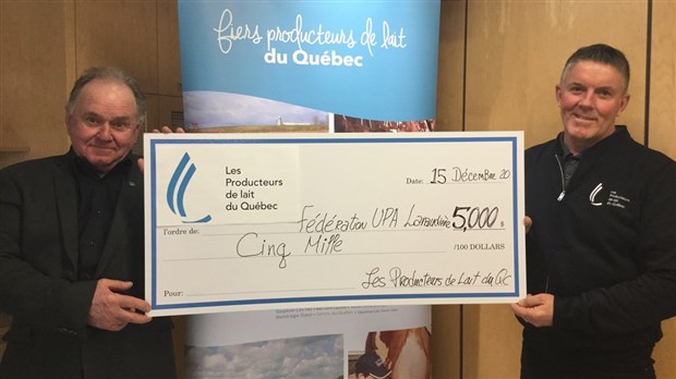 Les Producteurs de lait du Québec remettent un don de 5 000 $ à l’UPA de Lamaudière