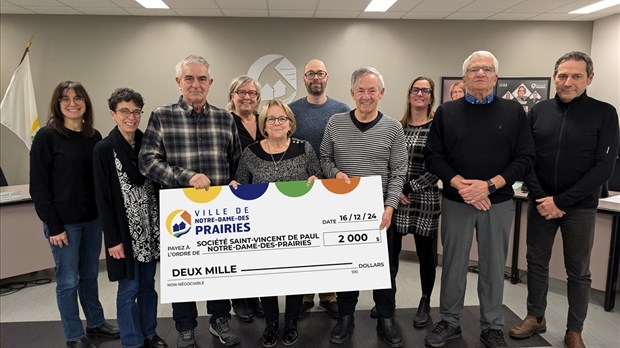 Notre-Dame-des-Prairies remet 2 000$ à la Société Saint-Vincent-de-Paul