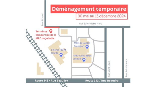 Déménagement temporaire du Terminus de la MRC de Joliette