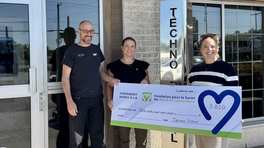 Techno Diesel remet 3 820 $ à la Fondation pour la Santé du Nord de Lanaudière